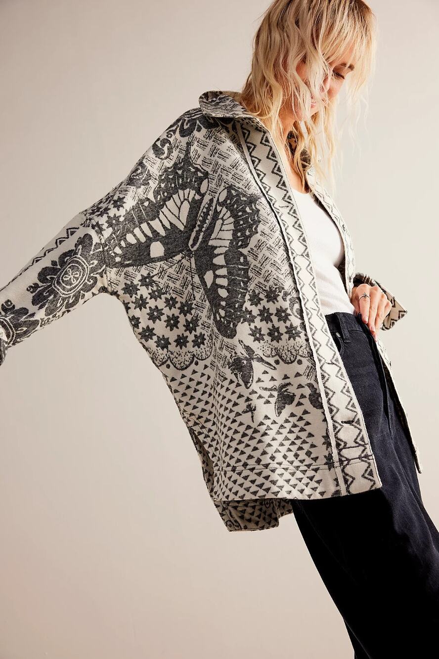 Free People Jacquard Butterfly Top Jacket Size XL NWT